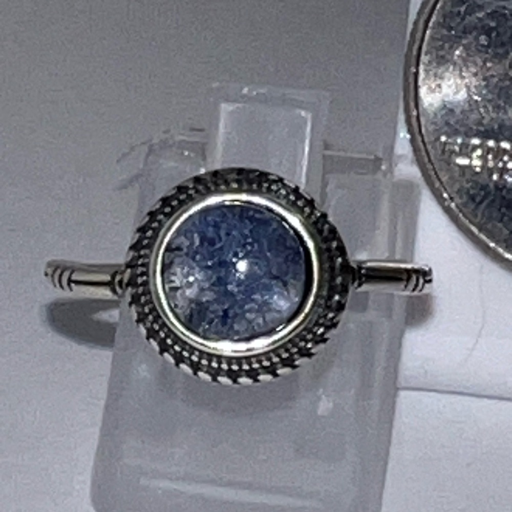 High quality dumortierite in Sterling silver adjustable band nwot